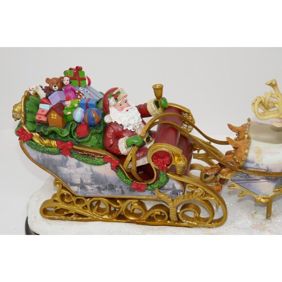 Bradford 2004 Thomas Kinkade Night Before Christmas Illuminated Santa Sleigh - Picture 5 of 16